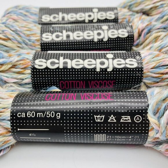 Scheepjes Yarn Lot of 4 Pastel Variegated Cotton Viscose Made in Holland New - Picture 4 of 5